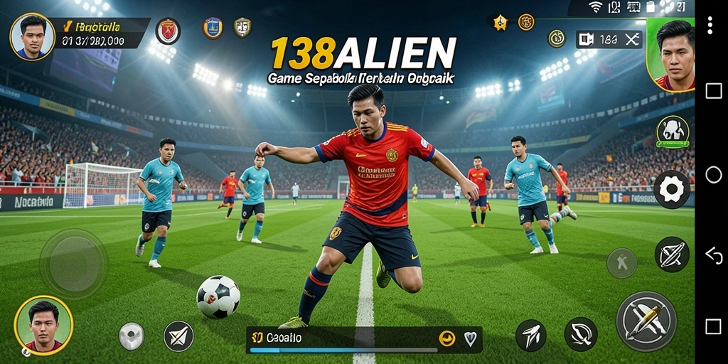 Tampilan gameplay 138ALIEN yang dinamis dalam pertandingan sepak bola.