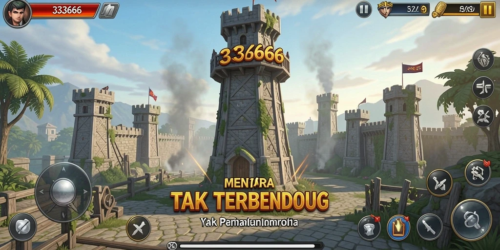 Tampilan gameplay Tower Defense yang mendebarkan di 333666.