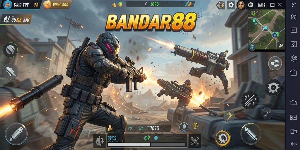 Screenshot menunjukkan aksi pertempuran seru di BANDAR88.