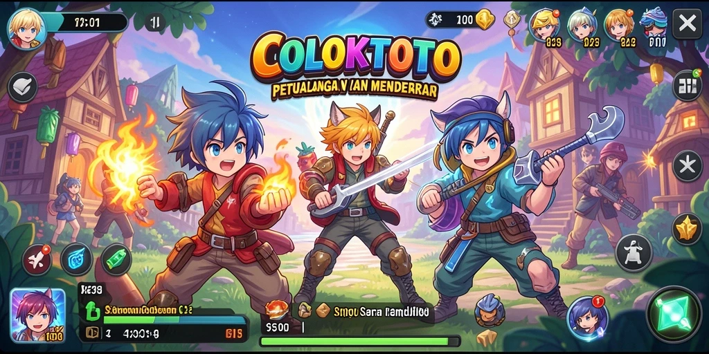 Tampilan gameplay seru dari COLOKTOTO yang menunjukkan pertarungan karakter anime.