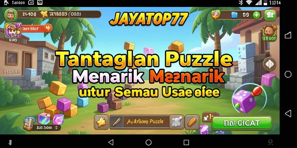 Gameplay seru JAYATOP77 dengan tantangan Puzzle berwarna-warni.