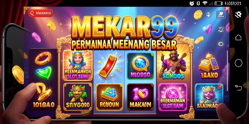 Tampilan gameplay slot seru di MEKAR99 yang penuh warna.