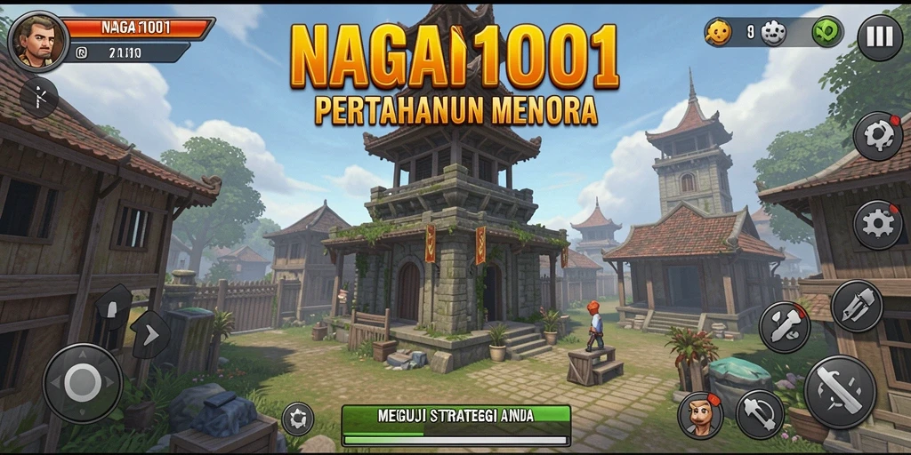 Tampilan gameplay NAGA1001 dengan strategi menara pertahanan yang mendebarkan.