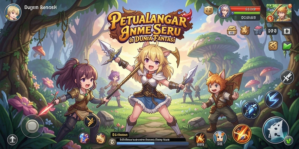 Tampilan gameplay seru dengan karakter Anime ikonik.