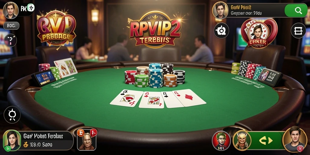 Tampilan utama RPVIP2 menampilkan gameplay seru Poker.