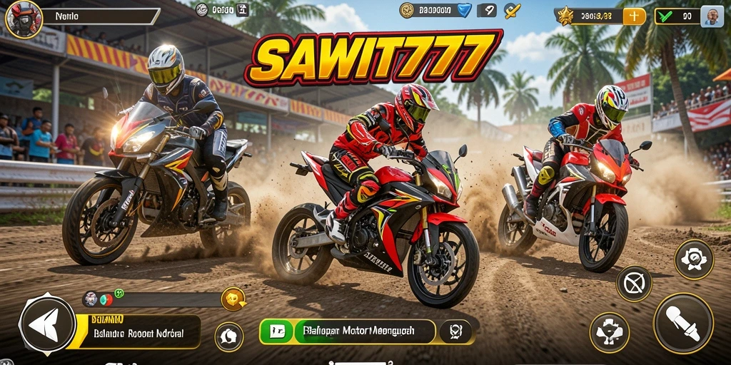 Gameplay seru dalam balapan motor SAWIT777 yang menegangkan.